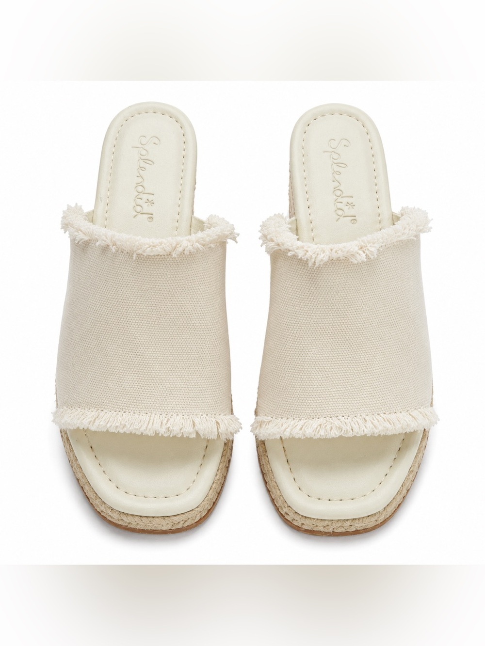 Splendid Ivory Espadrille Platform Slide Sandals Size 8